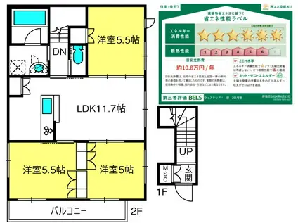 ウィステリアI(3LDK/2階)の間取り写真