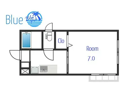 リバーサイドコートB(1K/2階)の間取り写真