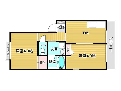 ハイフォレスト(2DK/1階)の間取り写真