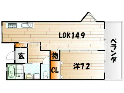 クラシオン木町 25棟(1LDK/6階)の間取り写真