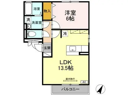 メゾン・ド・ソリアードA(1LDK/2階)の間取り写真