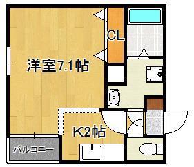 リブレア 春の町(ワンルーム/2階)の間取り写真