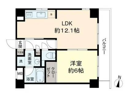 めじろ台駅前パレス(1LDK/2階)の間取り写真