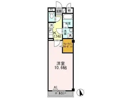 プチコート(1K/3階)の間取り写真