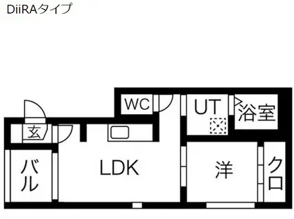ハーモニーテラス名西通(1LDK/3階)の間取り写真
