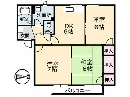 レクサス海田(3DK/2階)の間取り写真
