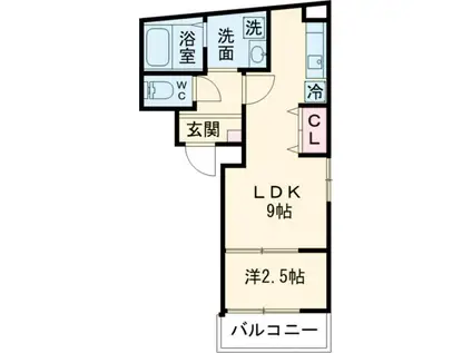 MOVE上飯田(1LDK/3階)の間取り写真