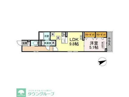 D-ROOM八幡町(1LDK/1階)の間取り写真