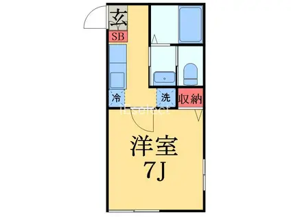 ファミリエールエム本千葉(1K/1階)の間取り写真