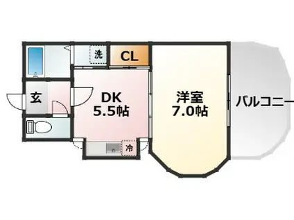 カサ・デル・ドイ(1DK/6階)の間取り写真