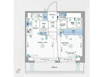 ヴォーガコルテ横濱青葉(1DK/5階)の間取り写真