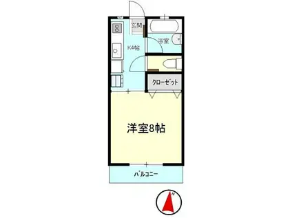 メゾンスピリットB棟(1K/1階)の間取り写真