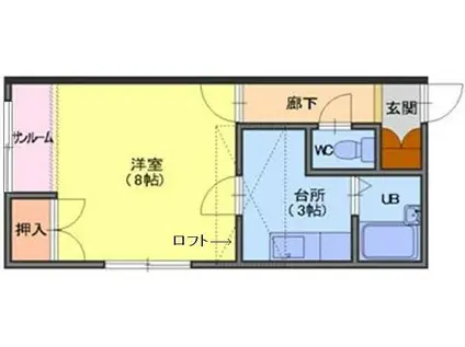 ピュア小坂1(1K/1階)の間取り写真