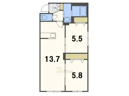 ラグジースペース美園(2LDK/1階)の間取り写真
