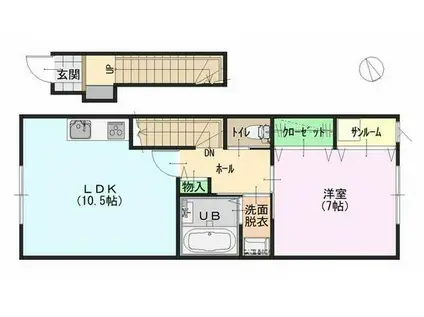 サンパレス山代II(1LDK/2階)の間取り写真