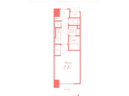 ベルヌーブラビ(1K/8階)の間取り写真