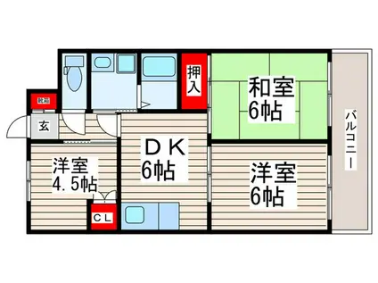 第2エームマンション(3DK/10階)の間取り写真