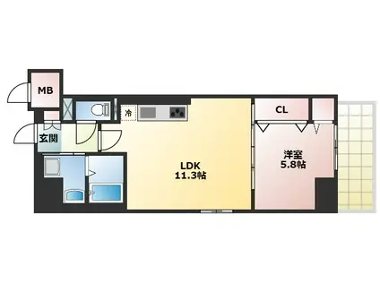 グランコート北園(1LDK/6階)の間取り写真