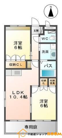 サンシャインKATSUTA(2LDK/1階)の間取り写真