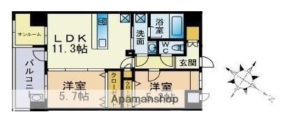 バルセロナ薬院(2SLDK/12階)の間取り写真
