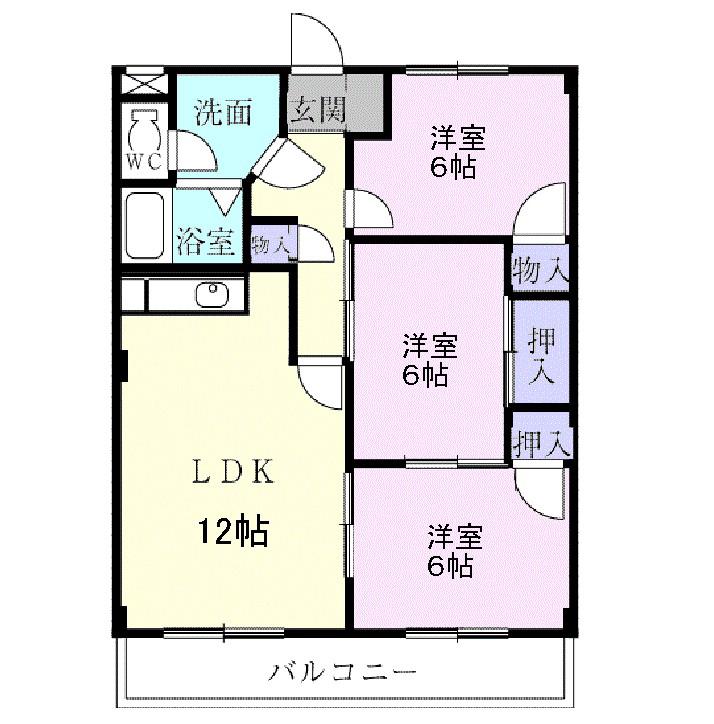 プレステージ三日市(3LDK/1階)の間取り写真
