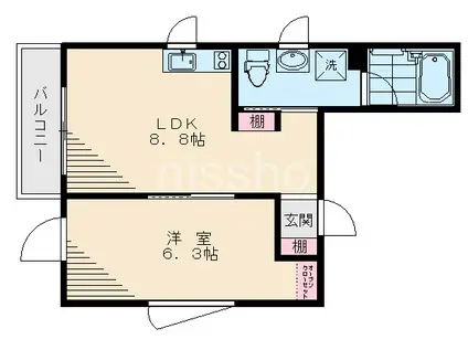 ゼフィロス(1LDK/2階)の間取り写真