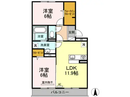 プレミアム八番館(2LDK/3階)の間取り写真