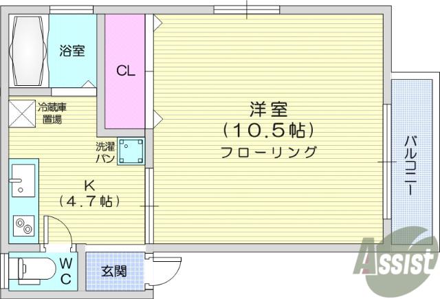 ビバーチェ(1K/2階)の間取り写真