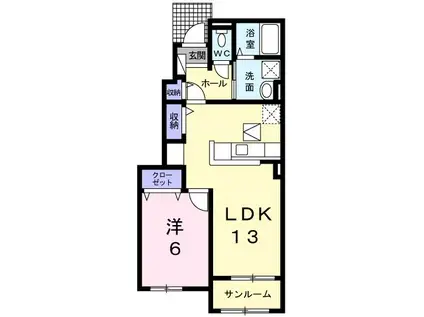 シャトー・ヴェーニュス B(1LDK/1階)の間取り写真