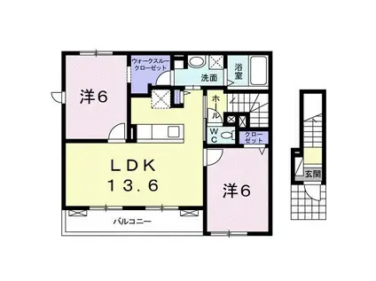 ブルックスII(2LDK/2階)の間取り写真