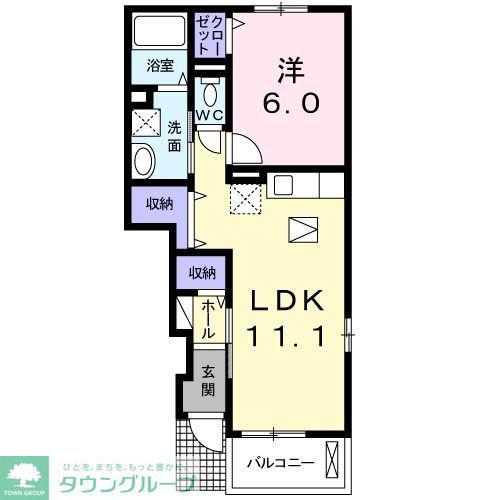 イーストヒルIV(1LDK/1階)の間取り写真
