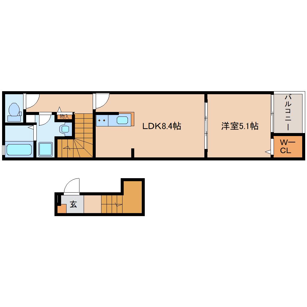 カーサ ルーチェ(1LDK/2階)の間取り写真