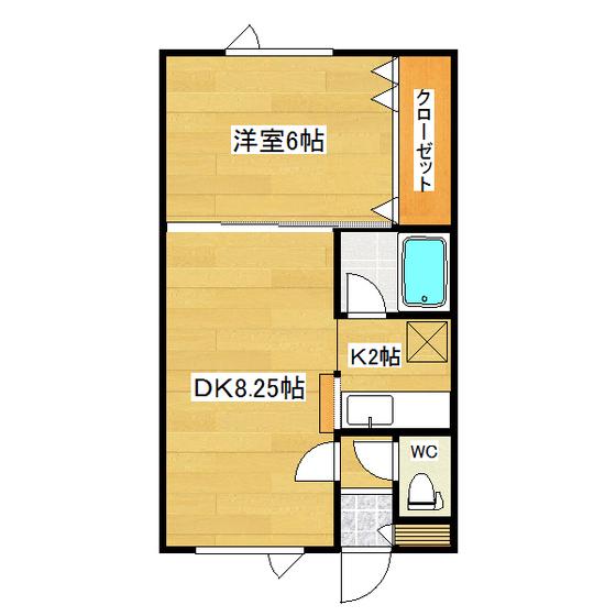 ラピュタハウスC(1LDK/2階)の間取り写真