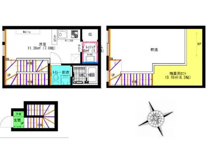 THYME ONE(ワンルーム/2階)の間取り写真