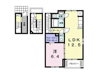 ラルーチェI(1LDK/3階)の間取り写真
