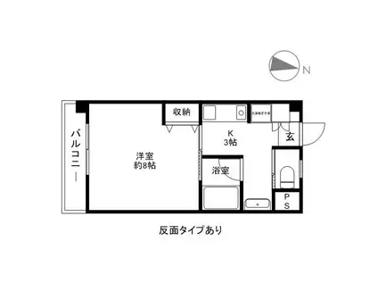 シティコート岩石北館(1K/2階)の間取り写真