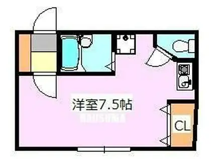 KOコーポII(ワンルーム/1階)の間取り写真