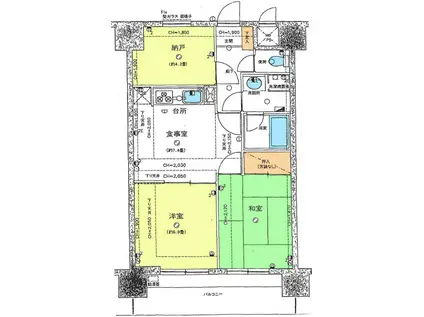 ライオンズマンション長岡駅東(2DK/7階)の間取り写真
