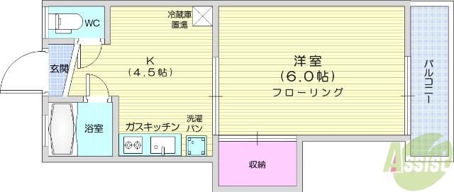 梅田マンション(1K/1階)の間取り写真