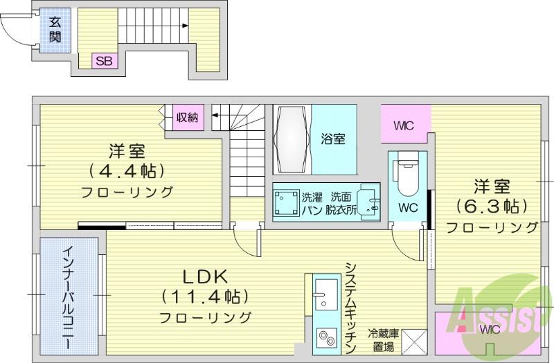 シェトワⅡ(2LDK/2階)の間取り写真