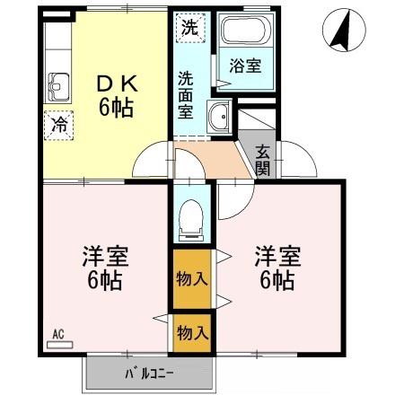 セトル福島(2DK/2階)の間取り写真