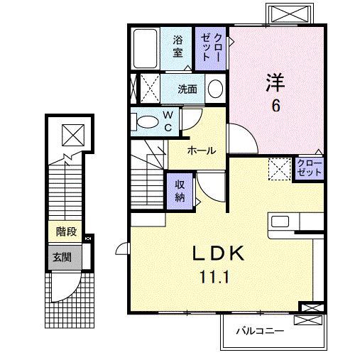 ノーヴァ・メゾン(1LDK/2階)の間取り写真