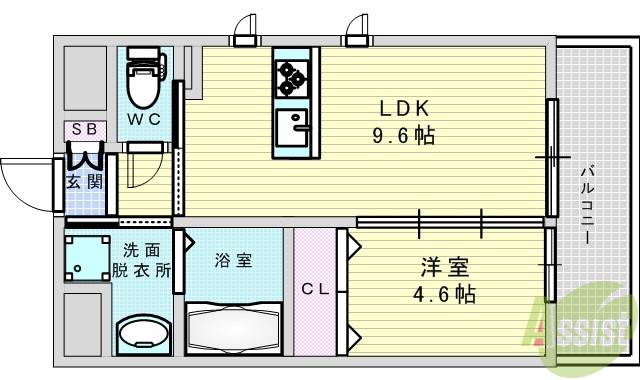 第26関根マンション(1LDK/11階)の間取り写真