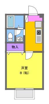 ひくまのハウスB(1K/1階)の間取り写真