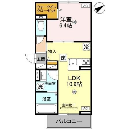 アルタ若竹ビュー(1LDK/1階)の間取り写真
