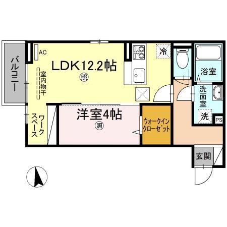 リバーフィールド(1LDK/1階)の間取り写真