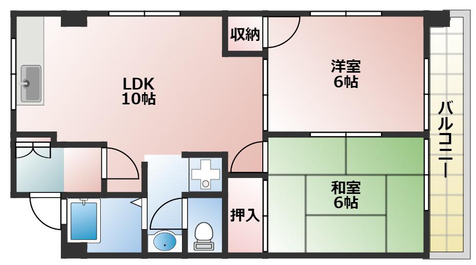 清水ビル(2LDK/3階)の間取り写真