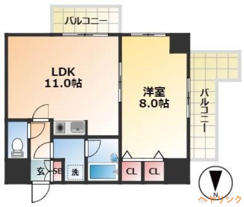メゾンエトワール(1LDK/11階)の間取り写真