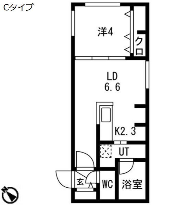 FLANDRE桑園(1LDK/4階)の間取り写真