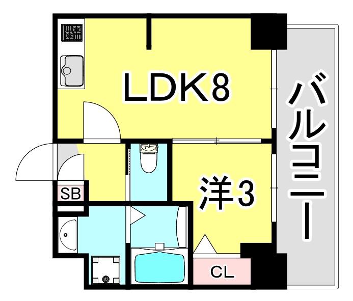 プレサンス兵庫駅前(1LDK/7階)の間取り写真